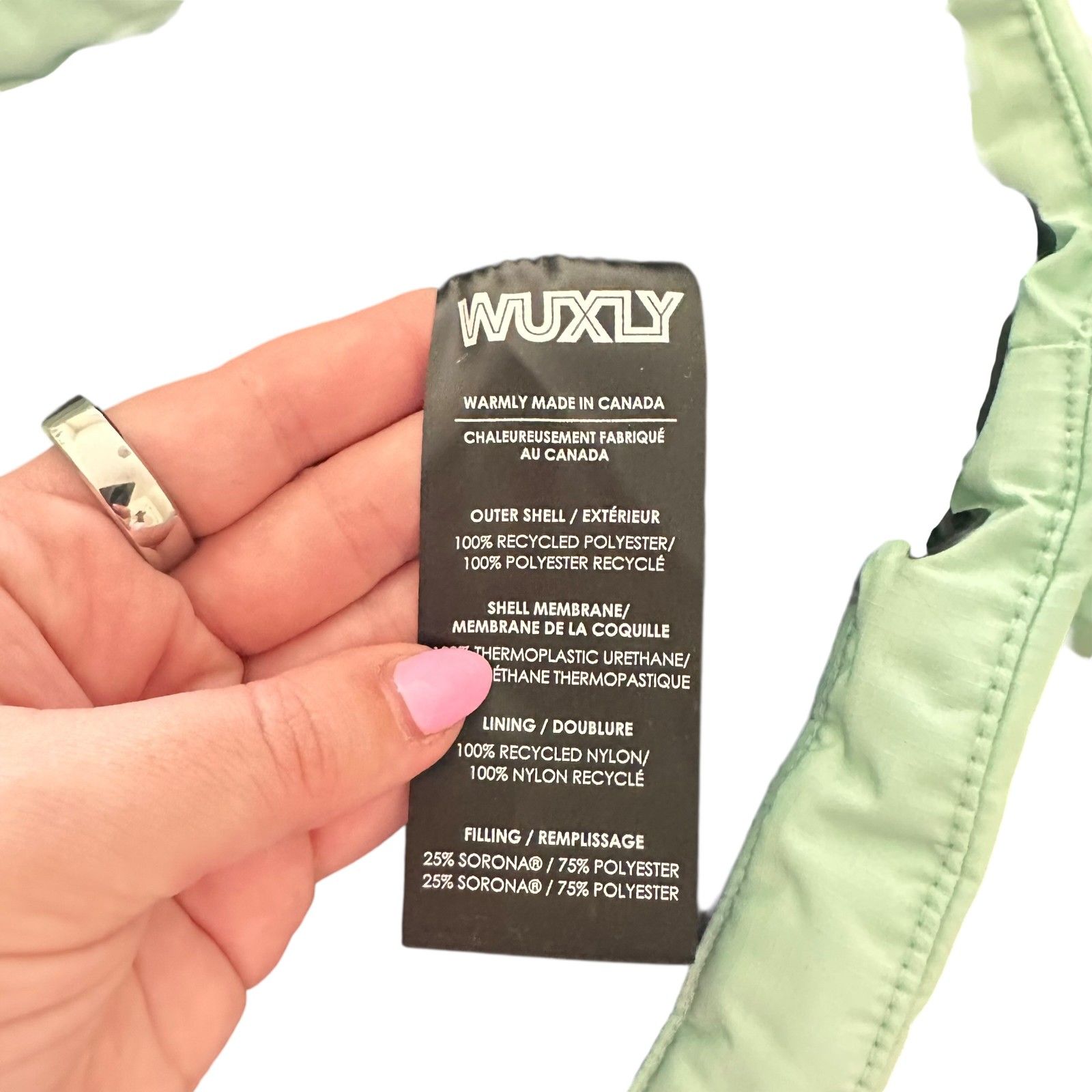 Wuxly Eko Down Filled Parka Mint Green Small — image 5 of 5